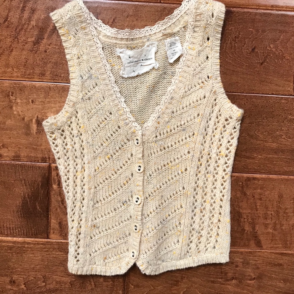 Anthropologie Wool Blend Cream Sweater Vest XS